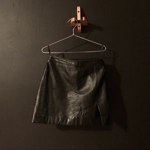 vintage black leather mini skirt